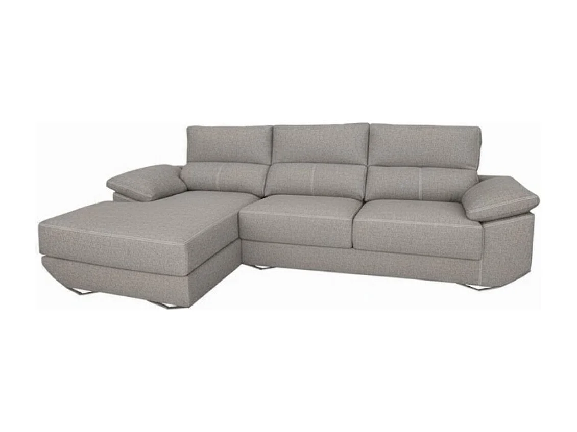 Sofá chaiselongue izquierda Danielle 3 plazas tela bronx gris claro