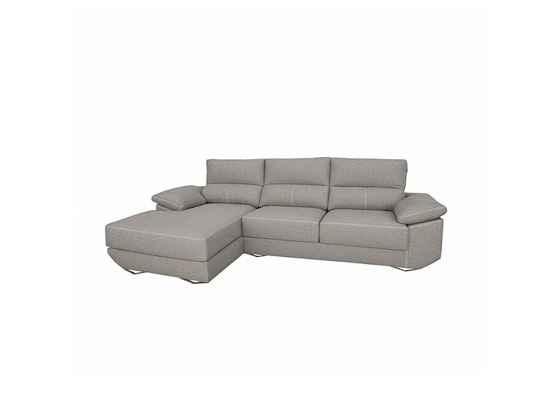 Sofá chaiselongue izquierda Danielle 3 plazas tela bronx gris claro