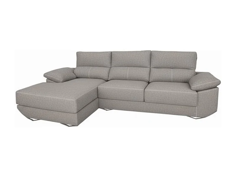 Sofá chaiselongue izquierda Danielle 3 plazas tela bronx gris claro