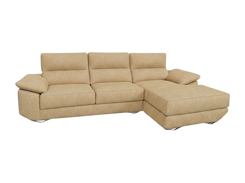 Sofá chaiselongue derecha Danielle 3 plazas tela opera crudo