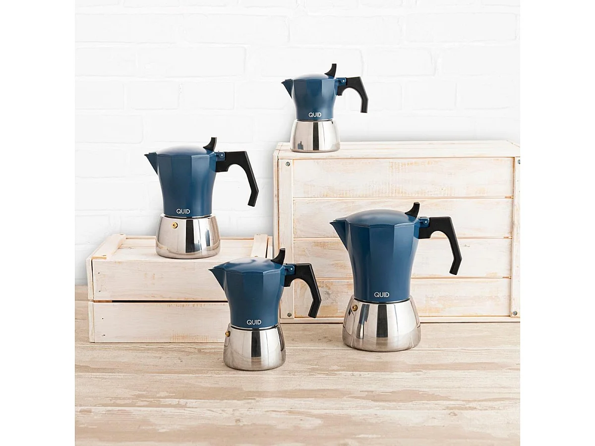 Cafetera italiana Baltic Quid 3 tazas aluminio + acero azul