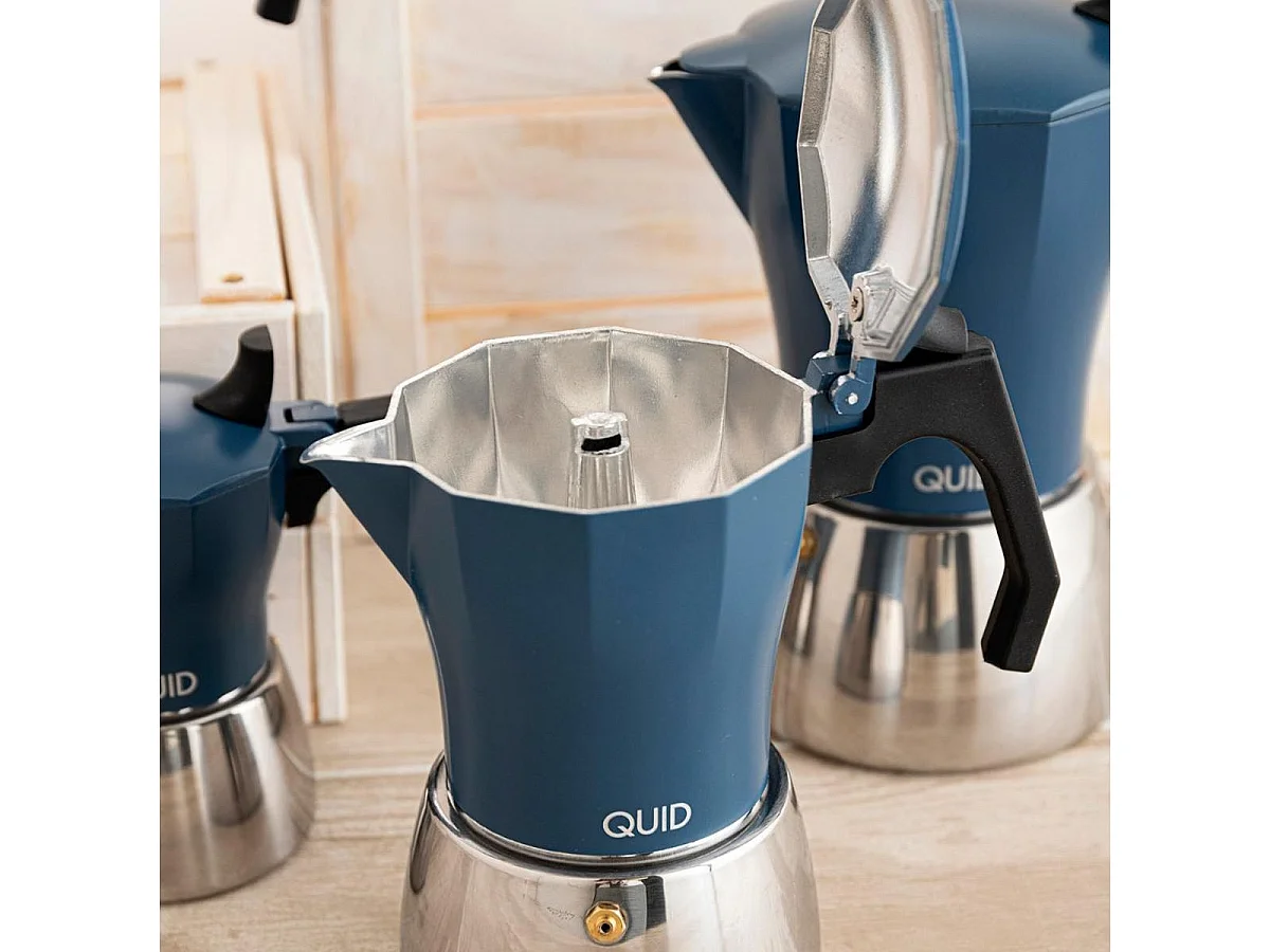 Cafetera italiana Baltic Quid 3 tazas aluminio + acero azul