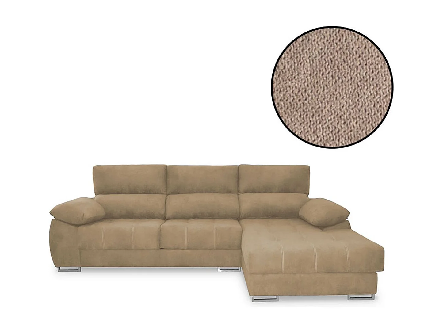 Sofá chaiselongue Paolo con USB vf derecha bronx piedra