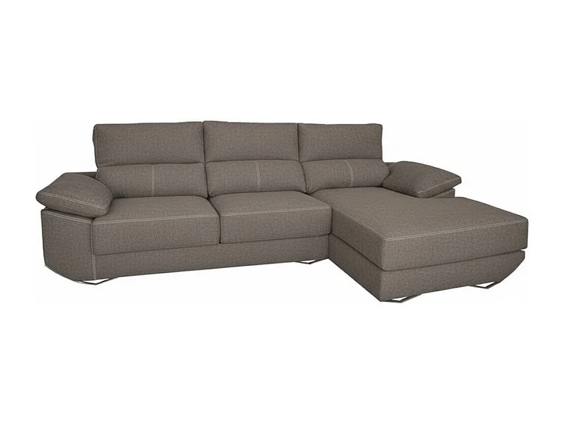 Sofá chaiselongue derecha Danielle 3 plazas tela bronx gris