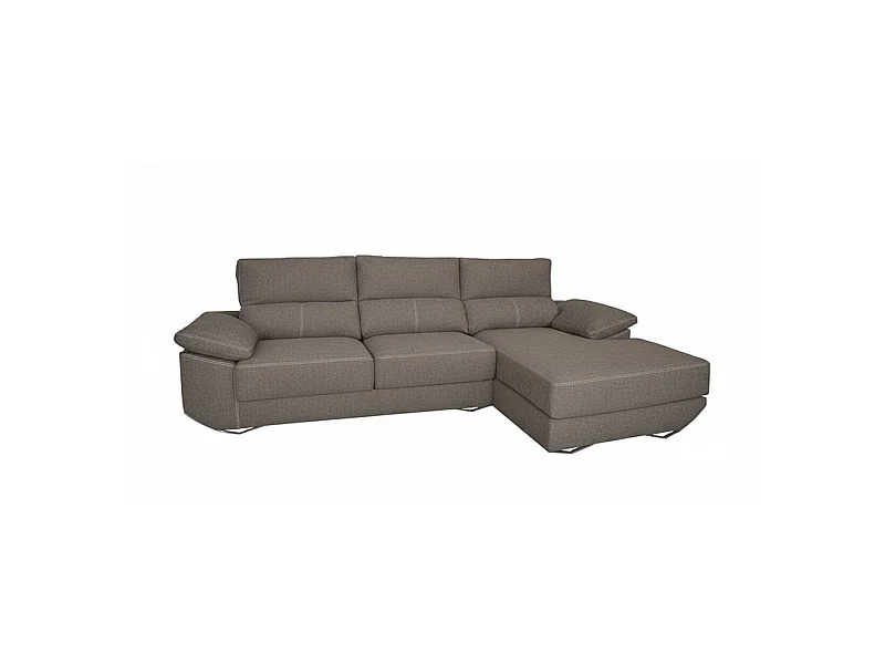 Sofá chaiselongue derecha Danielle 3 plazas tela bronx gris