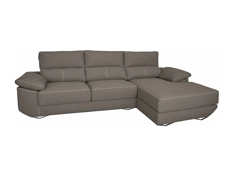 Sofá chaiselongue derecha Danielle 3 plazas tela bronx gris