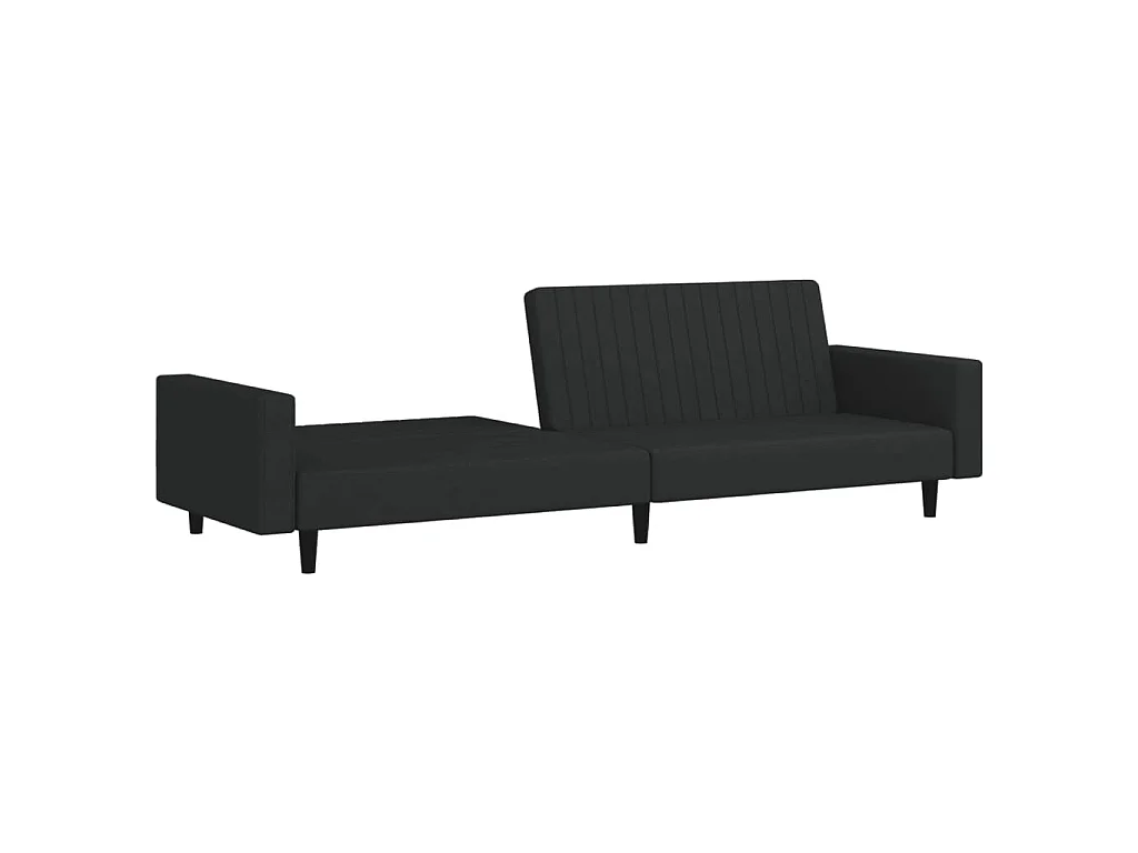 Sofá-cama de 2 lugares veludo preto
