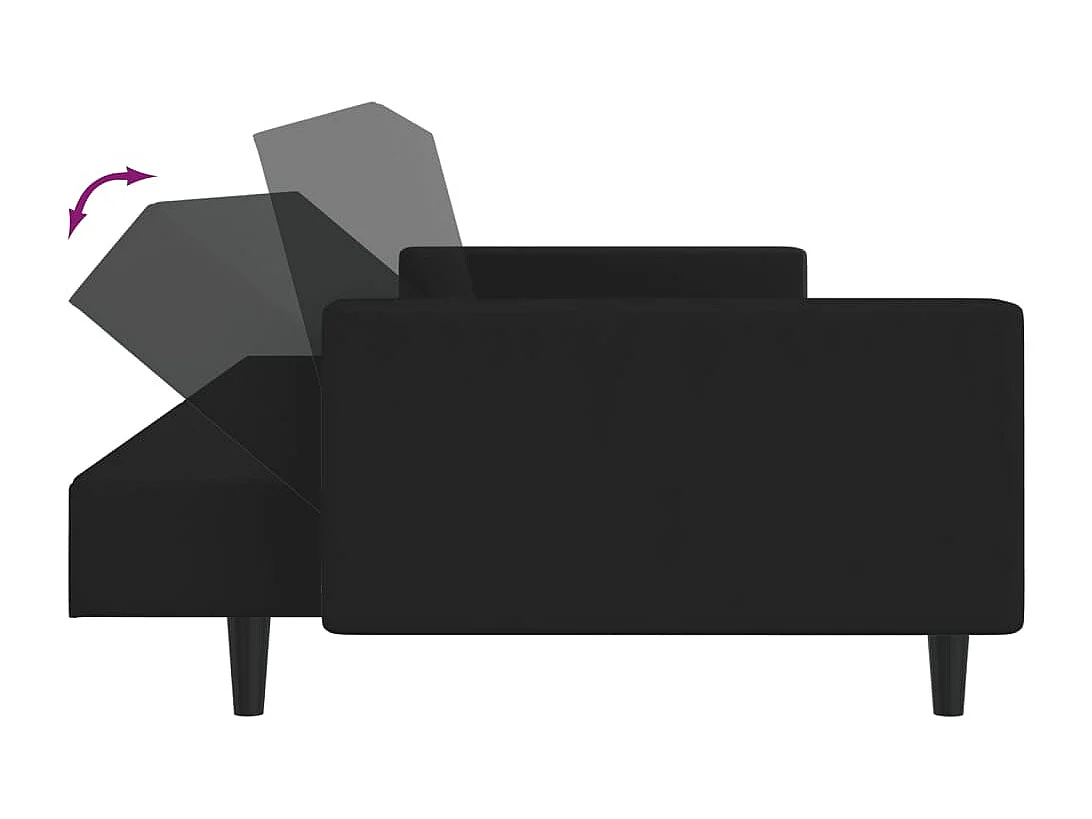 Sofá-cama de 2 lugares veludo preto