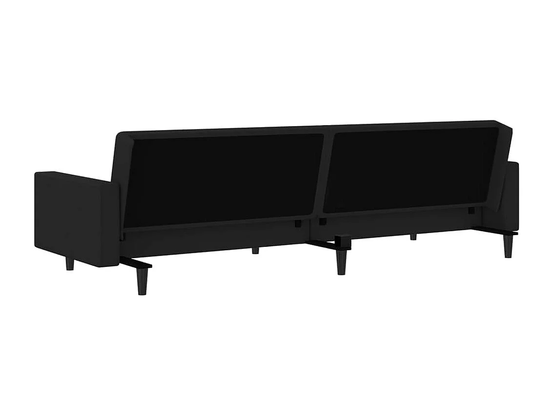 Sofá-cama de 2 lugares veludo preto