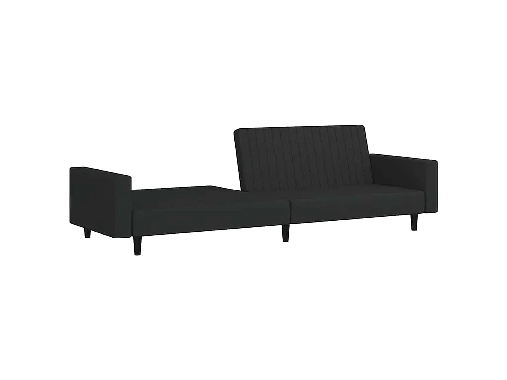 Canapé convertible 2 places en velours noir 220x84x69 cm