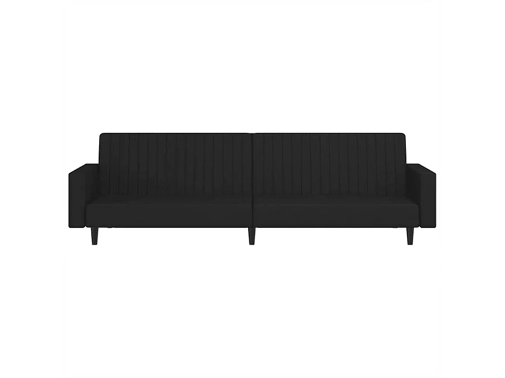 Canapé convertible 2 places en velours noir 220x84x69 cm