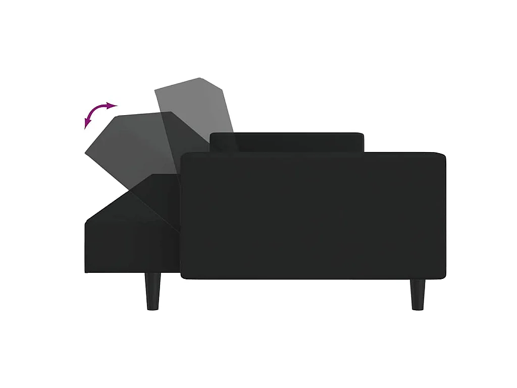Canapé convertible 2 places en velours noir 220x84x69 cm