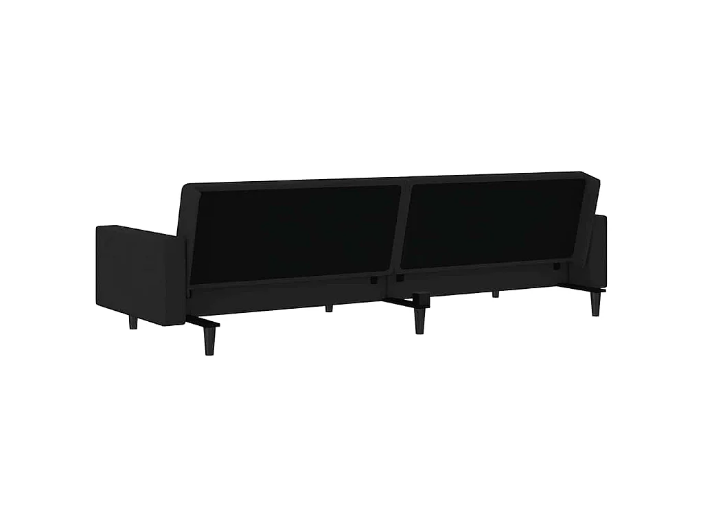 Canapé convertible 2 places en velours noir 220x84x69 cm