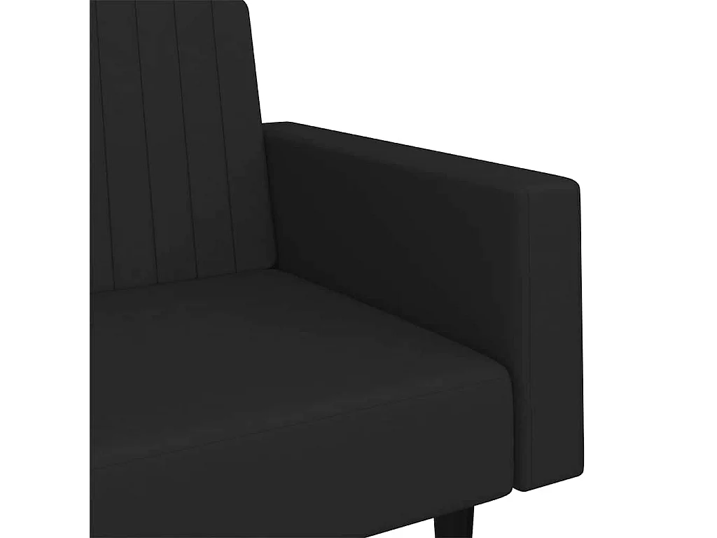 Canapé convertible 2 places en velours noir 220x84x69 cm