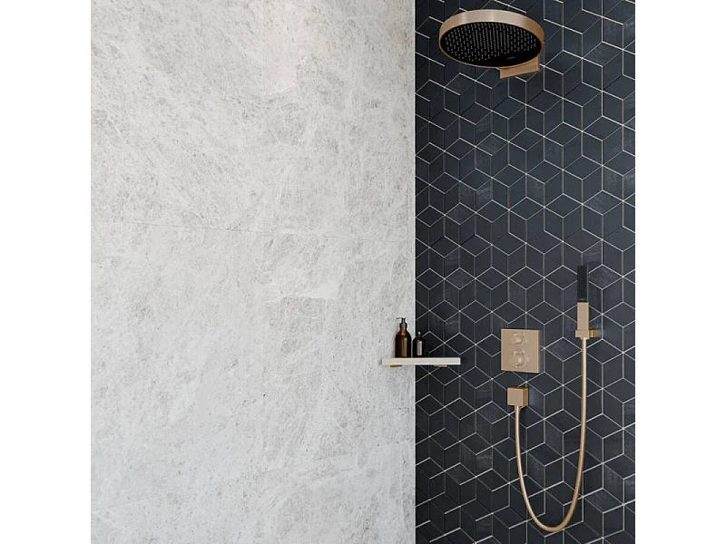 HANSGROHE Frontal para mezclador termostático de empotrar Ecostat Square con válvula de cierre y desviador negro mate