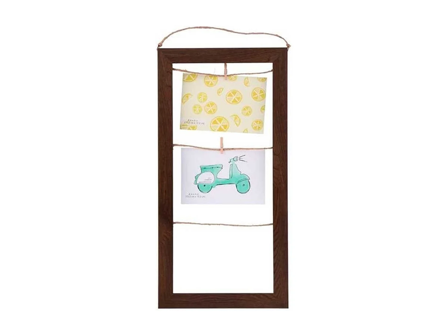 Marco de fotos colgante 3 cuerdas marrón 48x23x2 cm