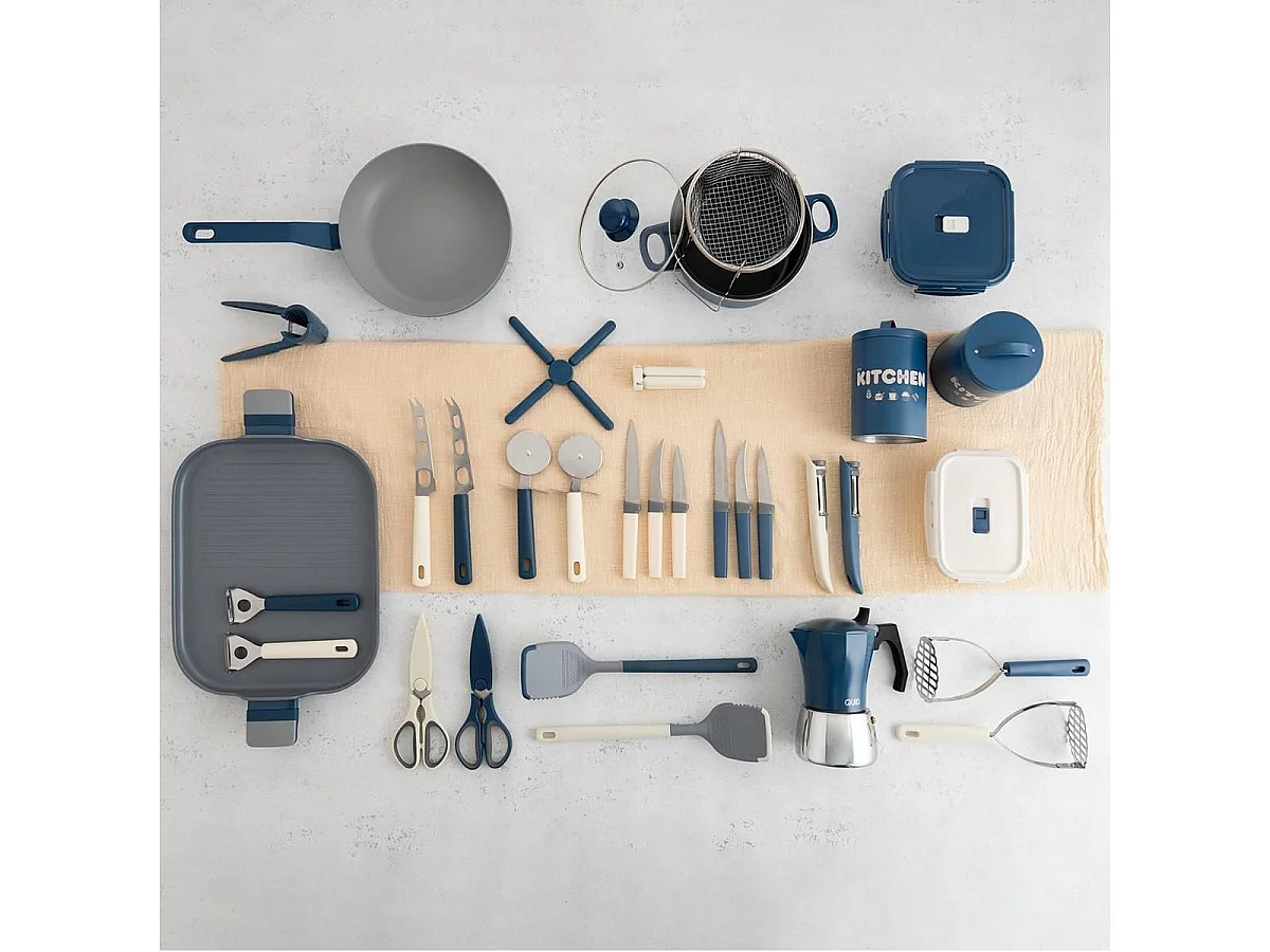 Cafetera italiana Baltic Quid 9 tazas aluminio + acero azul