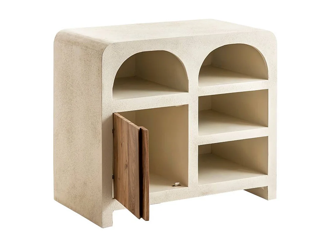 Meuble sous vasque en bois effet béton et bois d'acacia Dalva