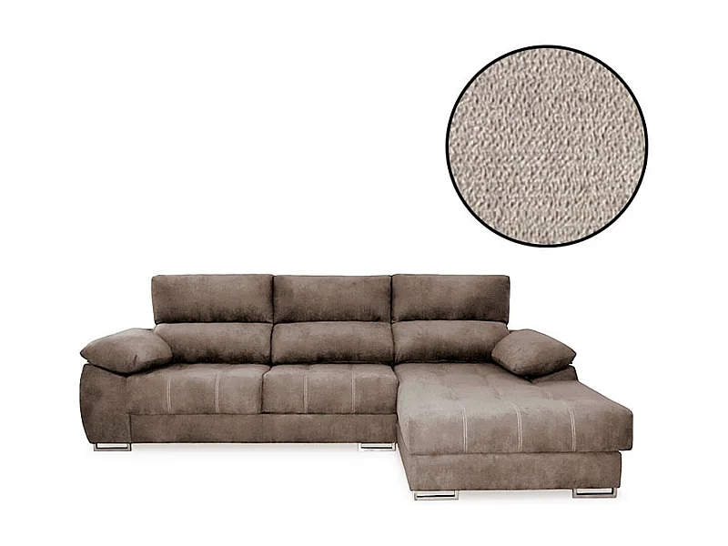 Sofá chaiselongue Paolo con USB vf derecha bronx gris claro