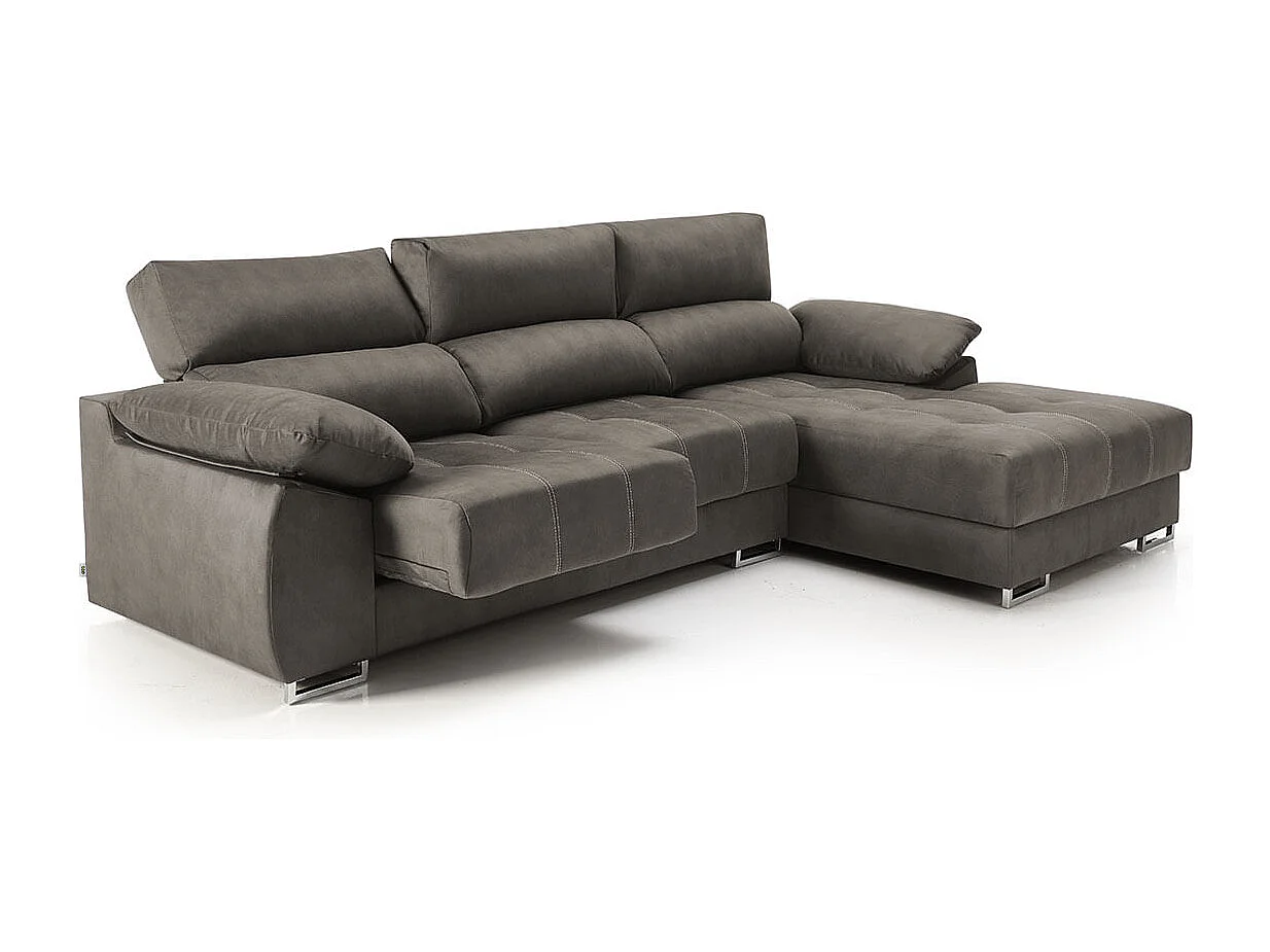 Sofá chaiselongue Paolo con USB vf derecha bronx gris
