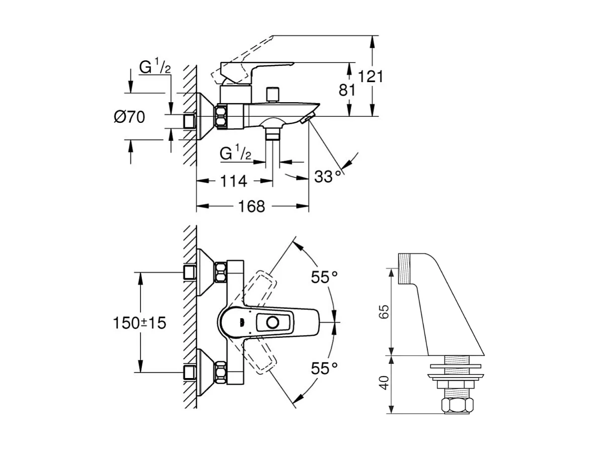 Mitigeur baignoire monocommande GROHE Start Loop chromé + Colonnettes Luxe chromé