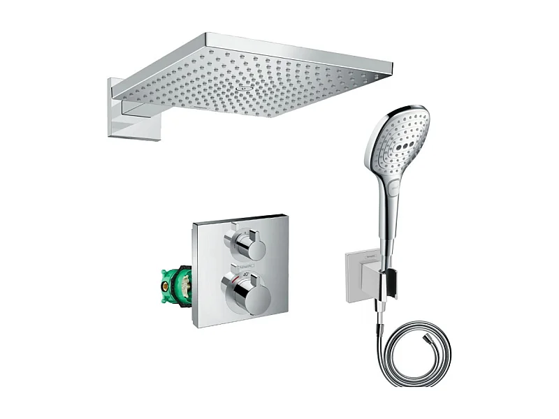 Lot robinet douche encastré thermostatique HANSGROHE Ecostat Square + Douche de tête Raindance E 300