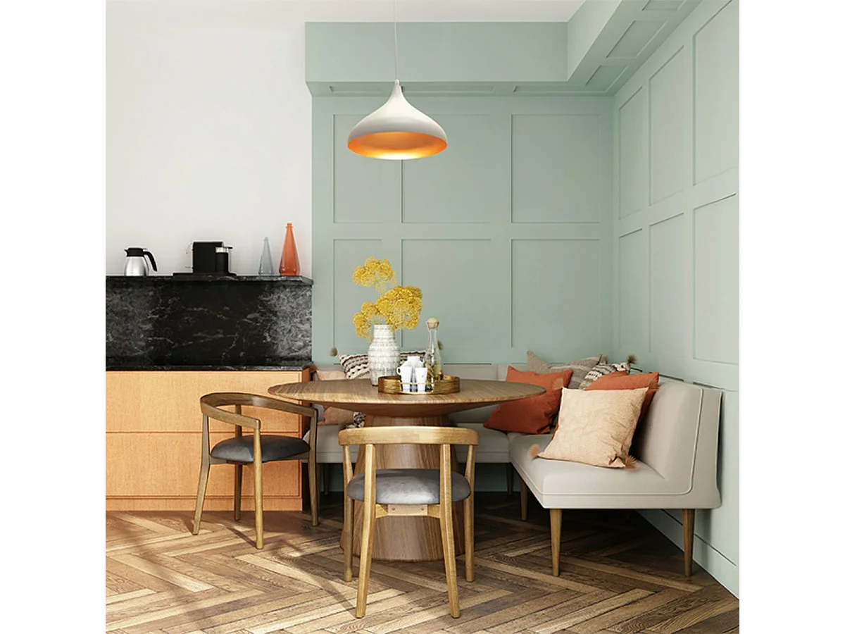 Lámpara de techo Bonn altura regulable blanco/dorado Ø32x38-115 cm