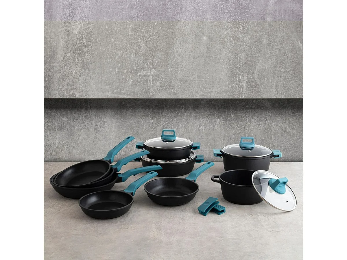 Tartera Confort Quid con tapa aluminio fundido azul/negro Ø32 cm
