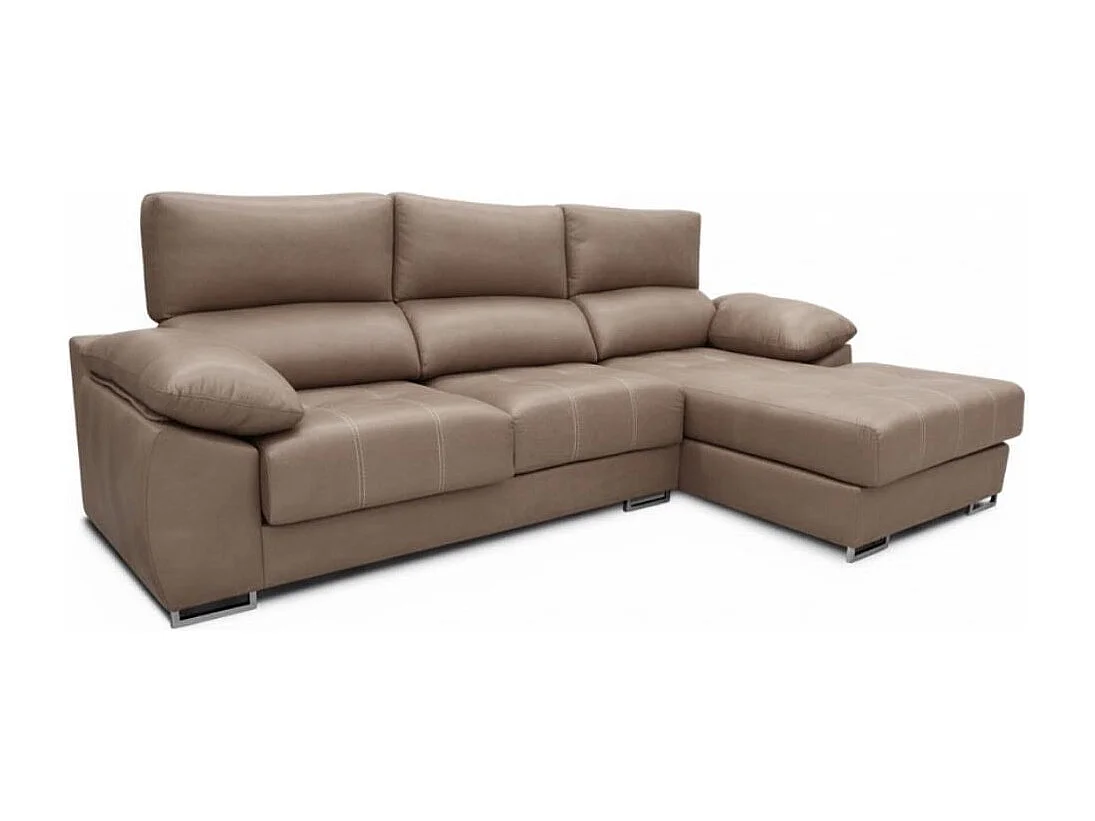 Sofá chaiselongue derecha Paolo 3 plazas con USB tela Opera gris claro 300 cm