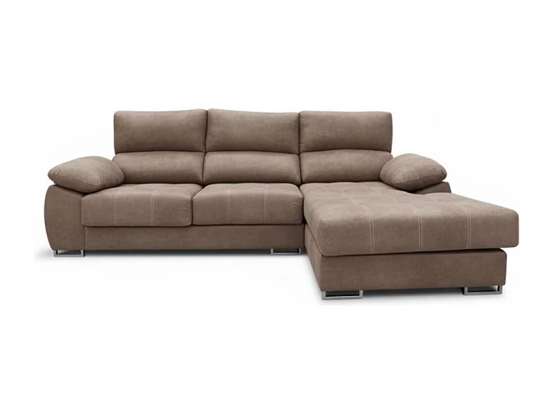 Sofá chaiselongue derecha Paolo 3 plazas con USB tela Opera gris claro 300 cm