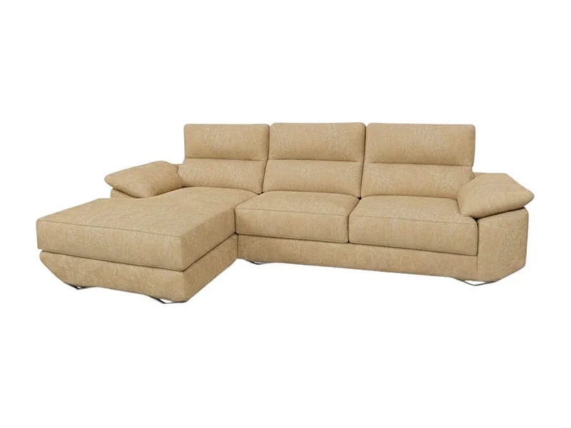 Sofá chaiselongue izquierda Danielle 3 plazas tela opera crudo