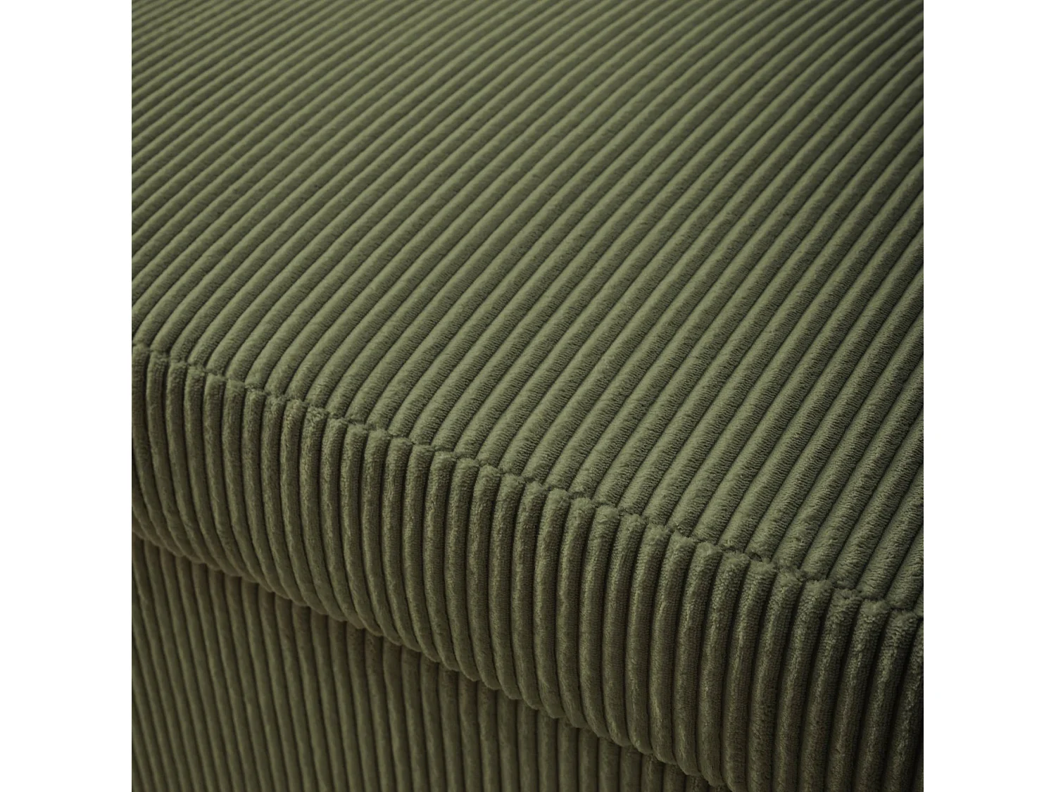 Canapé convertible arrondi 2 places velours côtelé kaki L 168 x P 90 x H 88cm - Lino