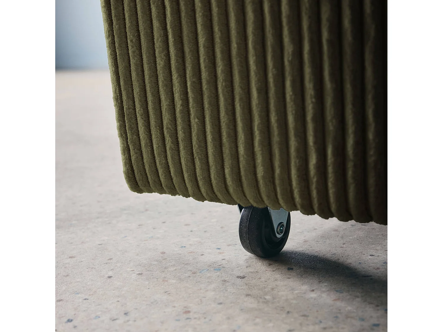 Sofá cama redondeado de pana fina, 2 plazas verde kaki