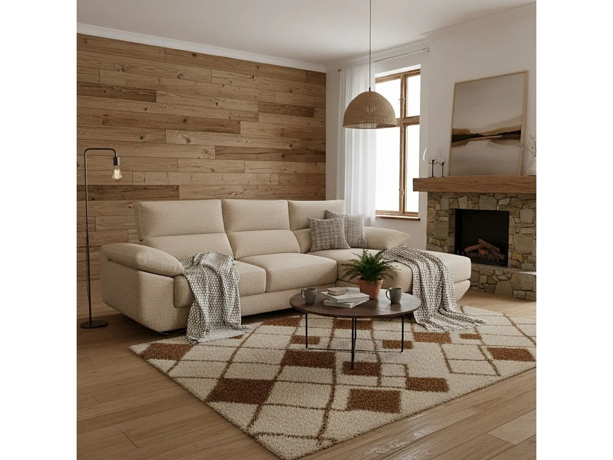 Sofá chaiselongue derecha Danielle 3 plazas tela bronx beige