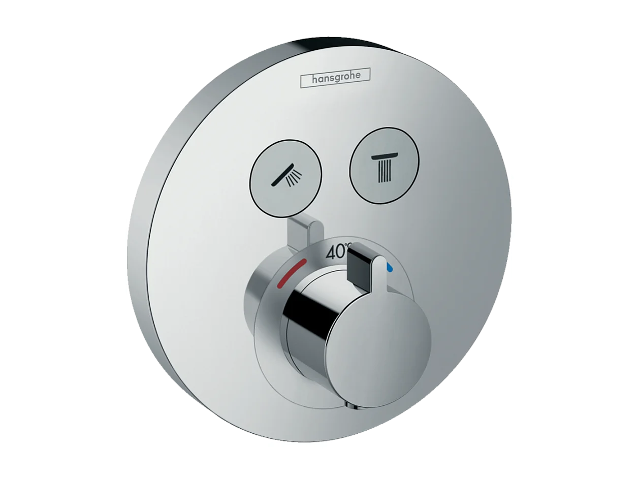 Grifo mezclador termostático empotrado cromado HANSGROHE ShowerSelect S con 2 salidas