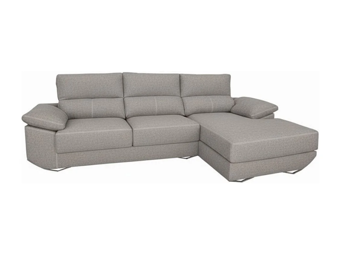 Sofá chaiselongue derecha Danielle 3 plazas tela bronx gris claro