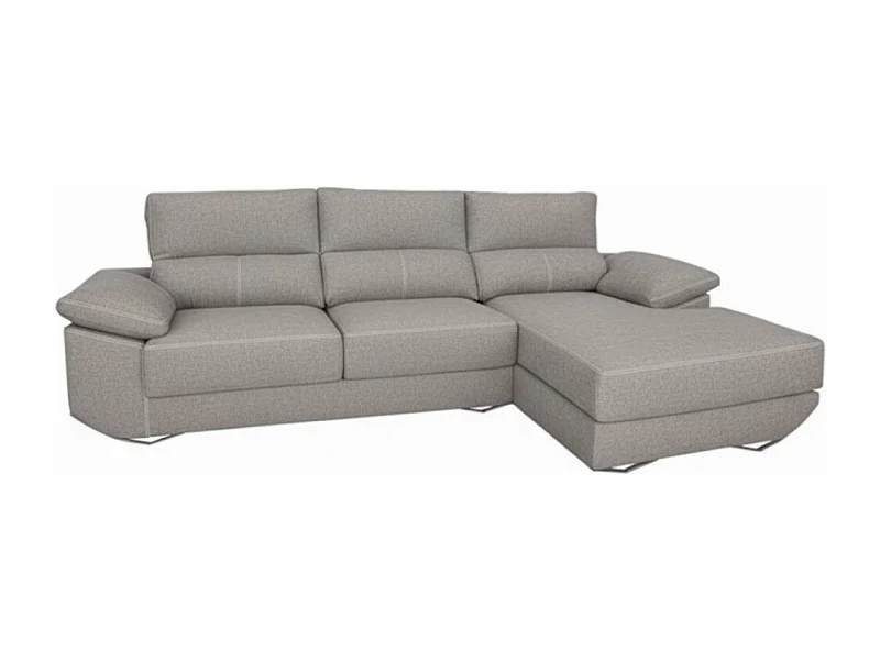Sofá chaiselongue derecha Danielle 3 plazas tela bronx gris claro