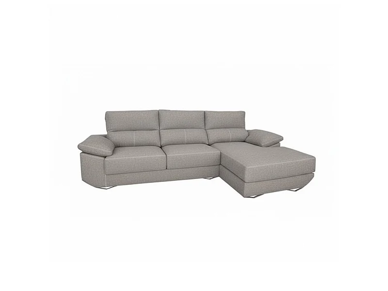 Sofá chaiselongue derecha Danielle 3 plazas tela bronx gris claro