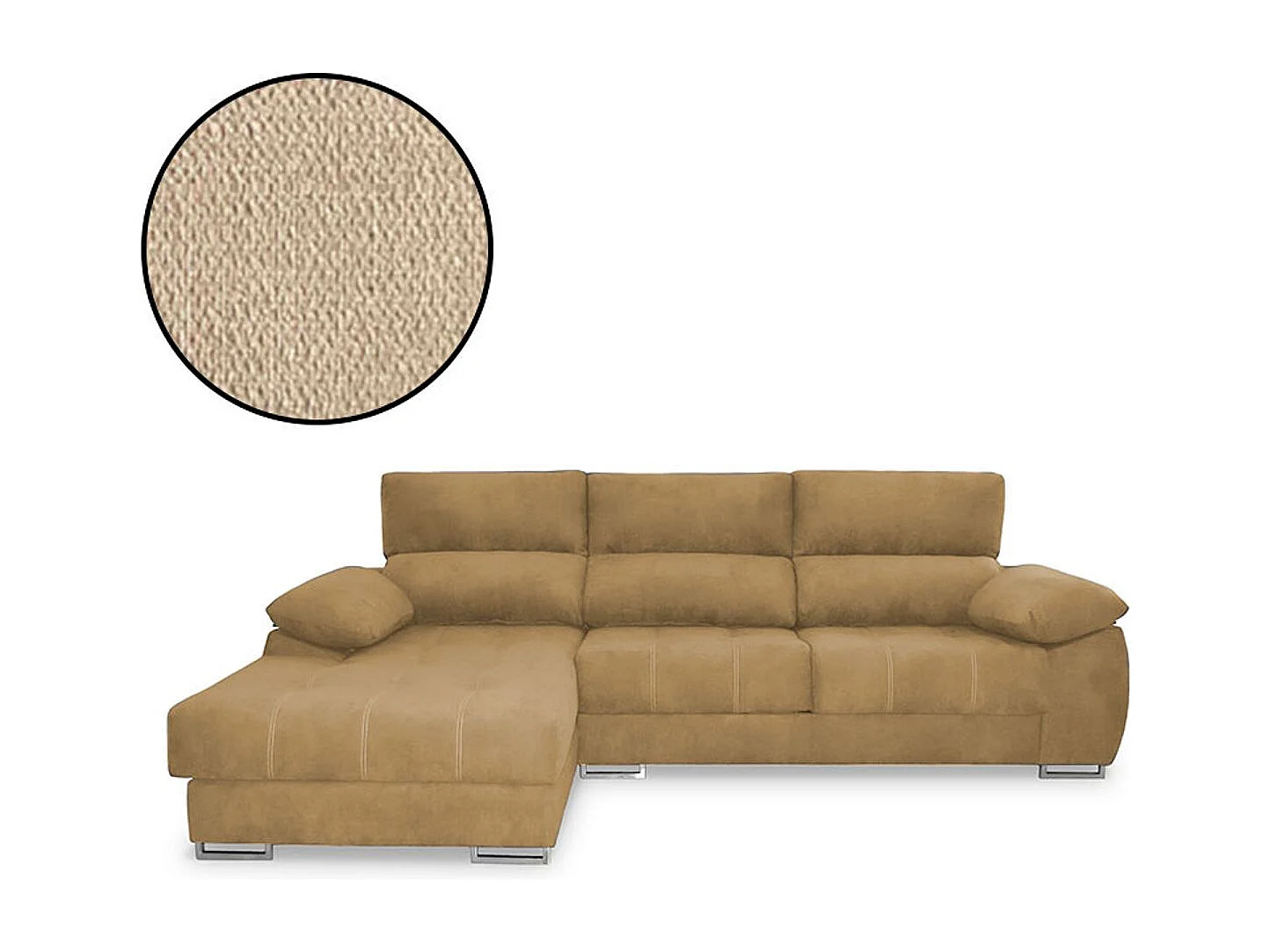 Sofá chaiselongue Paolo con USB vf izquierda bronx beige