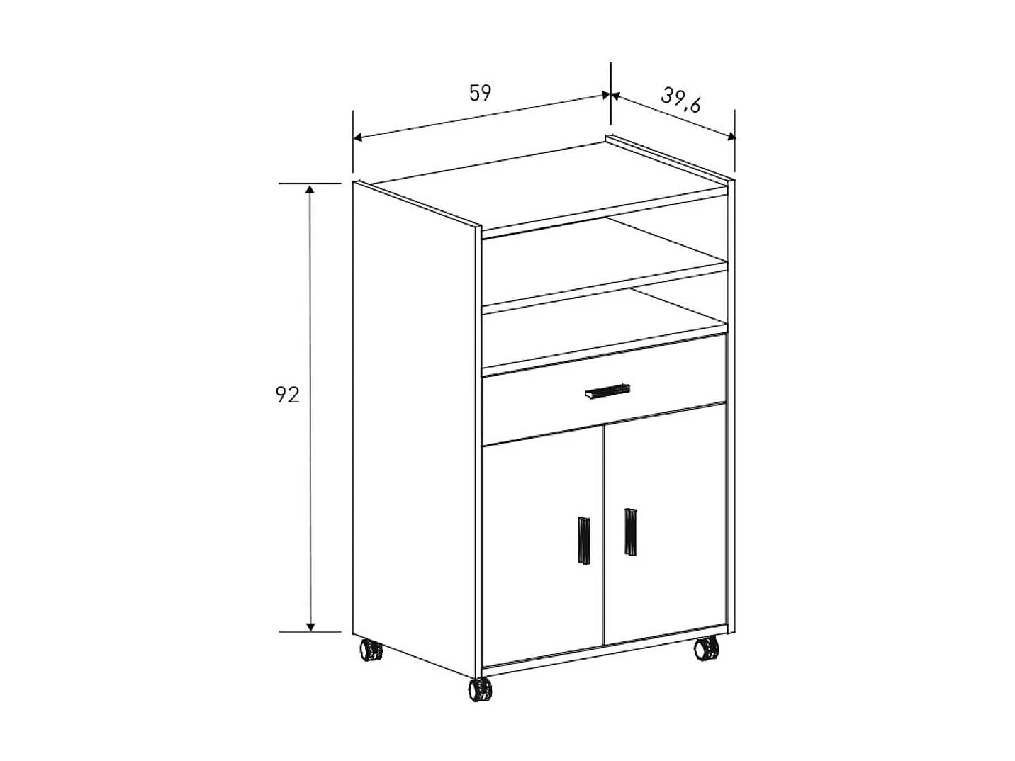Mueble auxiliar New Aura con ruedas beige 92x59x39,6 cm