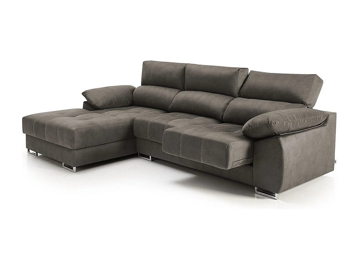 Sofá chaiselongue Paolo con USB vf izquierda bronx gris