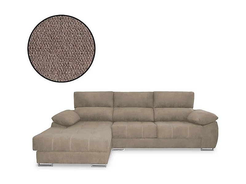 Sofá chaiselongue Paolo con USB vf izquierda bronx gris