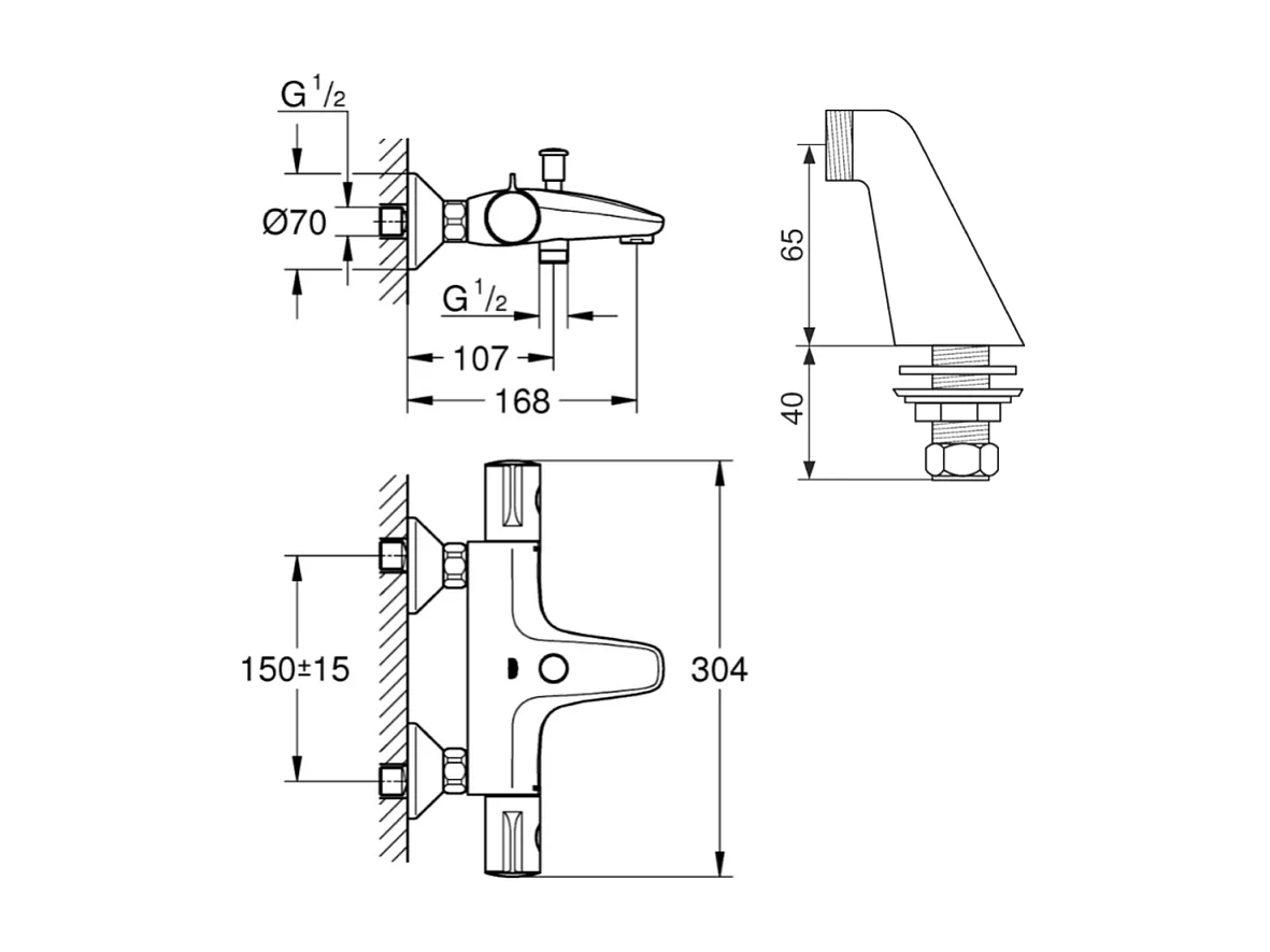 Robinet bain thermostatique GROHE Grohtherm 800 avec colonnettes