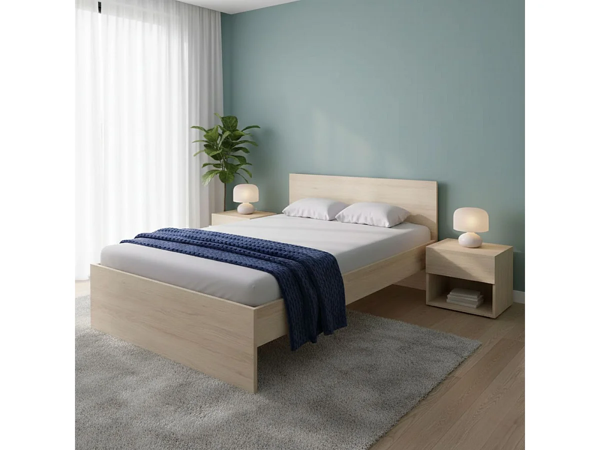 Cama Ely con cabecero natural 85x156x192 cm