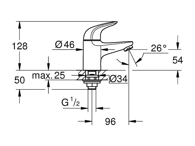 Robinet lave-mains GROHE Swift ouverture eau froide chromé