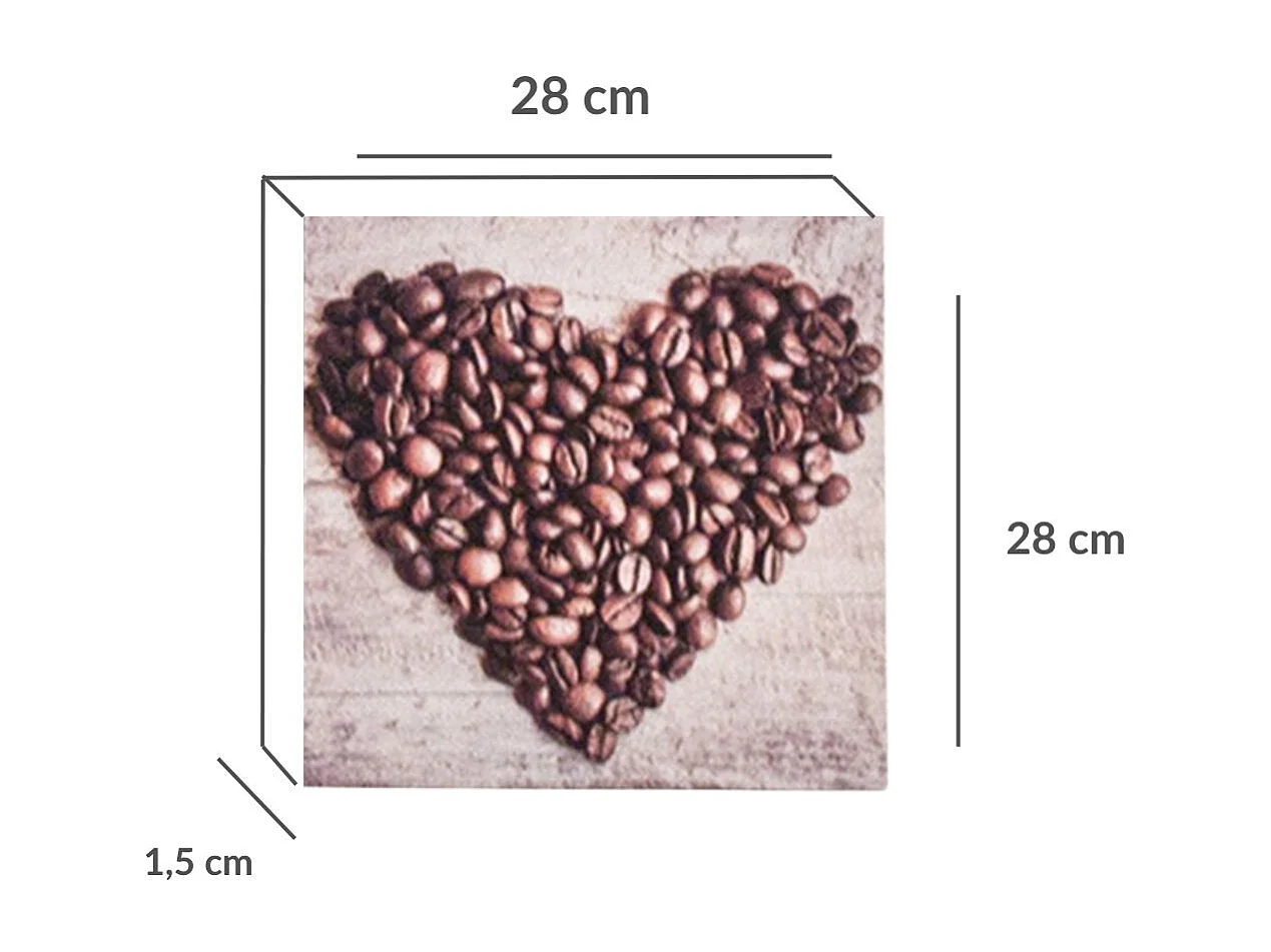 Print decorativo café corazón 28x28x1,5 cm