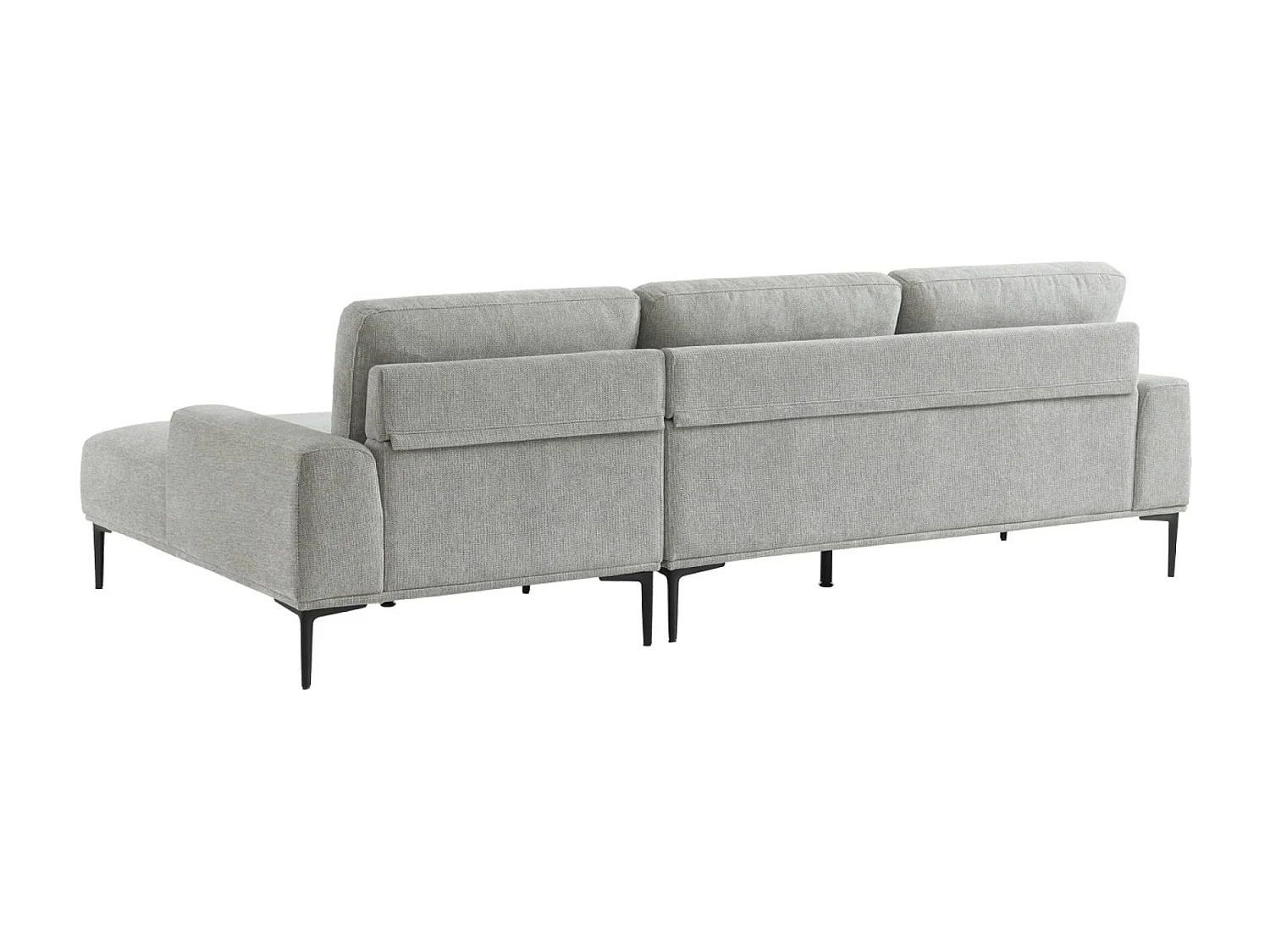 Canapé 3 places gris clair angle à droite et structure / piètement métal noir