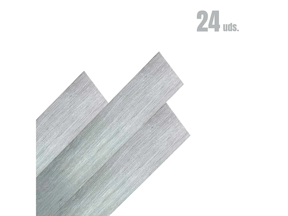 Pack de 24 lamas PVC autoadhesivas 3,34 m² gris 91,4x15,2 cm