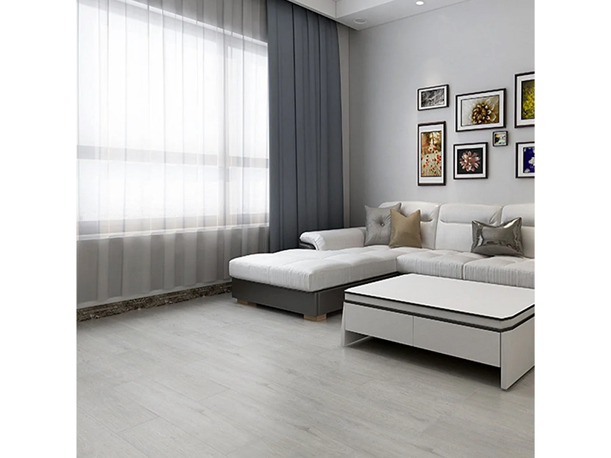 Pack de 24 lamas PVC autoadhesivas 3,34 m² gris 91,4x15,2 cm