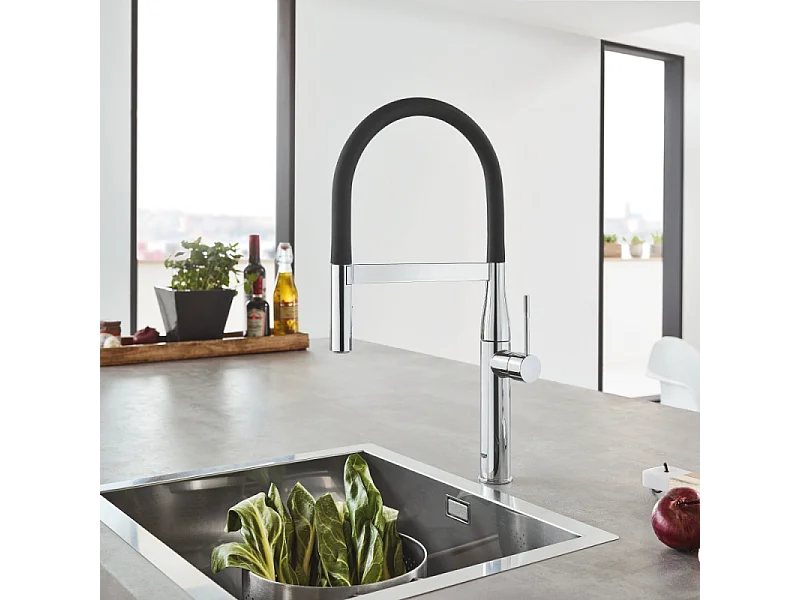 GROHE Mitigeur cuisine semi-professionnel Essence Bec haut chrome douchette extractible